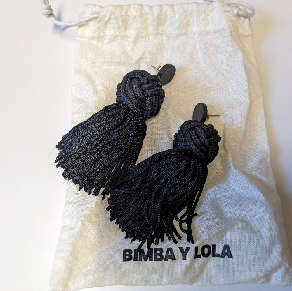 Bimba Y Lola Black Tassel Earrings